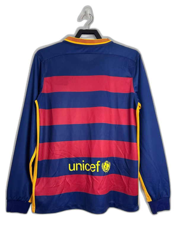 2015/16 Barcelona I Home Jersey - Long Sleeve Retro Version