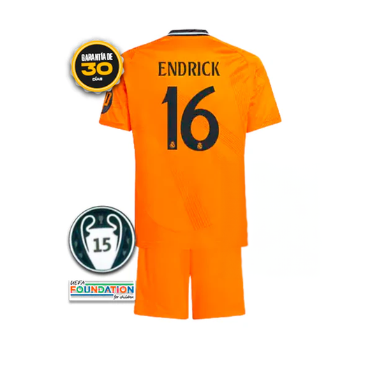 Kids Real Madrid Kit Away Kit Orange 2024/25 + 3 GIFTS 🎁