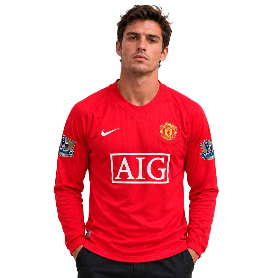 Manchester United 2008 Champions Leage Final Moscow Retro Long Sleeve Jersey