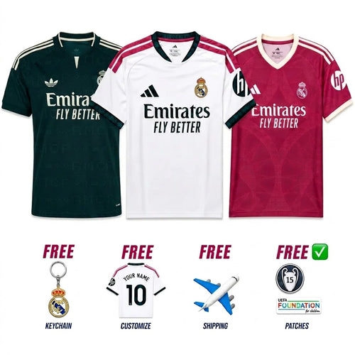 COMBO Jersey Real Madrid Home, Away e Third + KEYCHAIN FREE