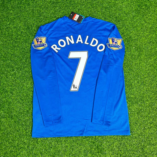 #RONALDO7 Manchester United 2008 Blue EPL Patch Retro Long Sleeve