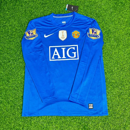 #Giggs Manchester United 2008 Blue EPL Patch Retro Long Sleeve