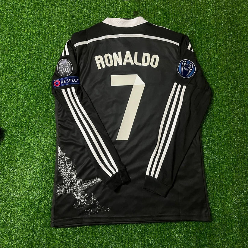 #Ronaldo7 Real Madrid 2015 Dragon Black Retro Jersey