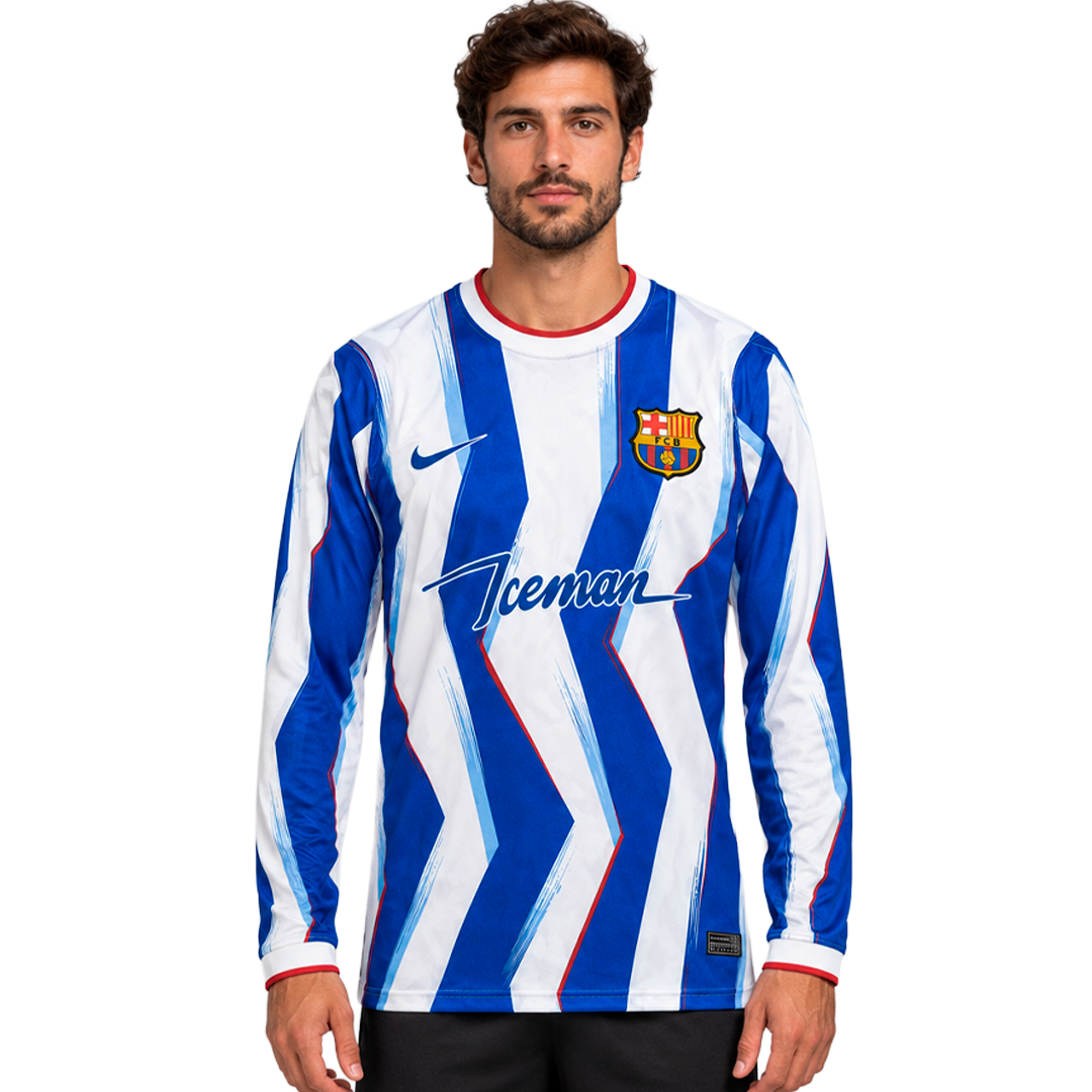 Barcelona - Blue & White Zigzag Special Edition 25/26 Long Sleeve Jersey