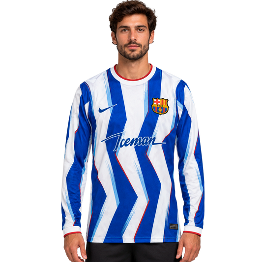 Barcelona - Blue & White Zigzag Special Edition 25/26 Long Sleeve Jersey
