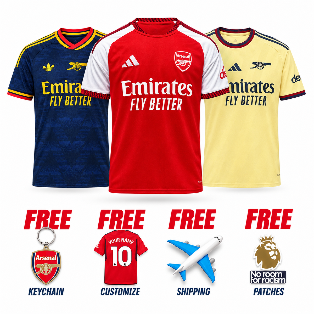 COMBO Arsenal - Home, Away And Third Fan 26/27 + Keychain FREE