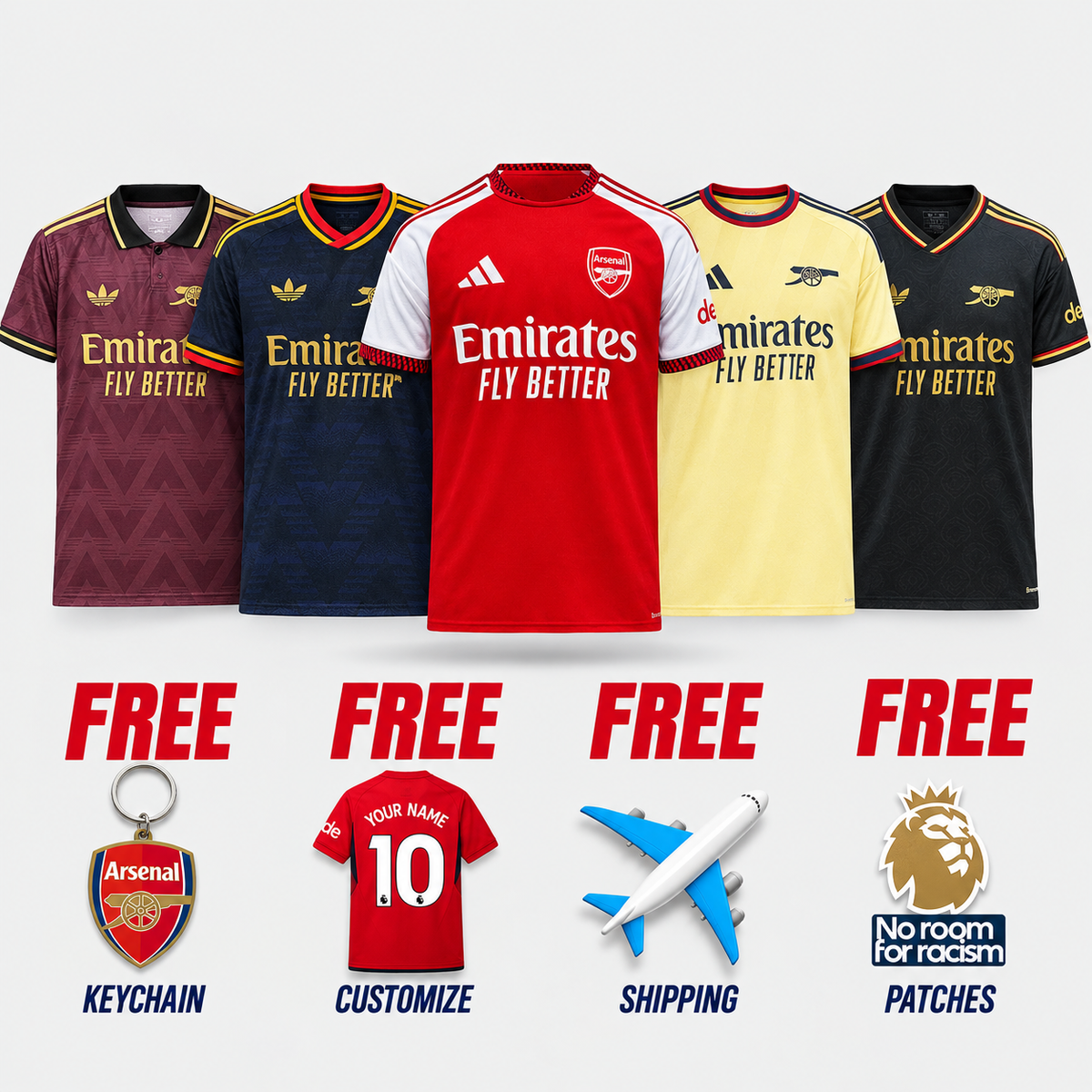 COMBO Arsenal - Home, Away, Third + 2 Special Editions 2026/27