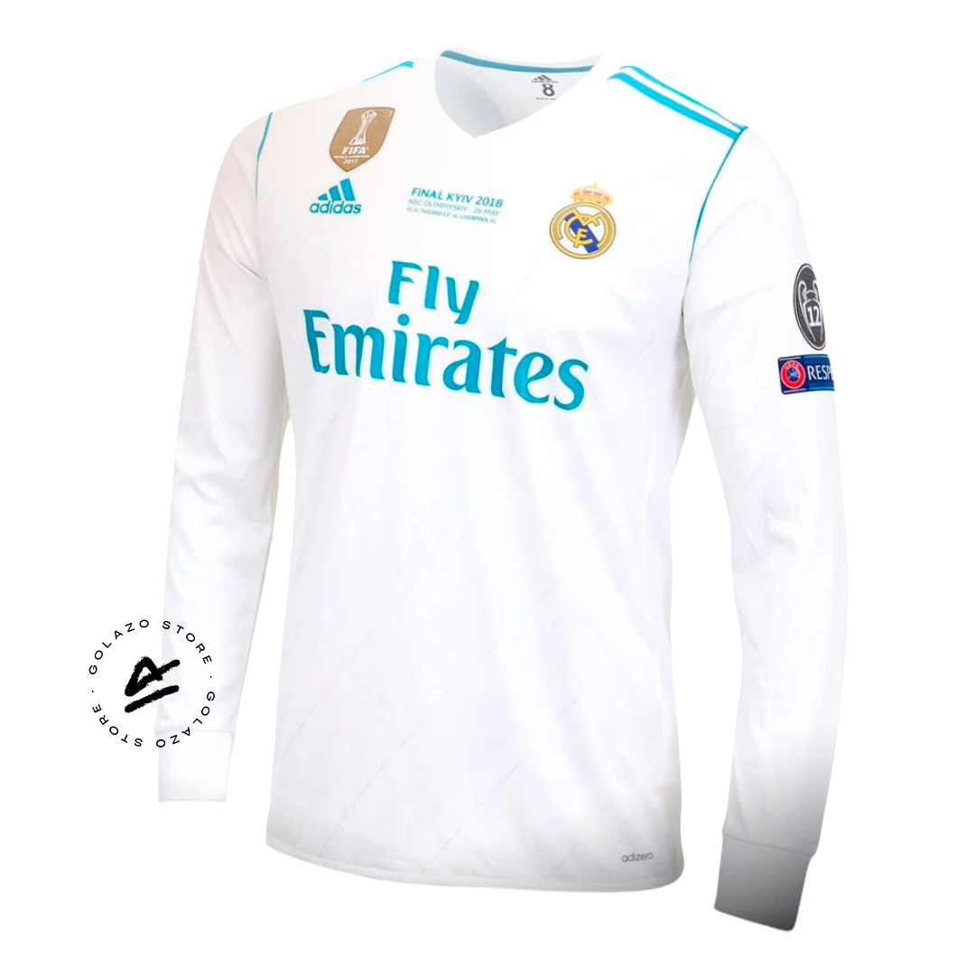 Jersey Real Madrid Retro - 2018 + Patch Champions League + World Cup