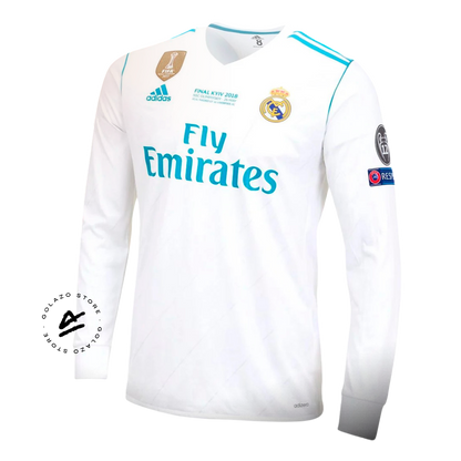 Jersey Real Madrid Retro - 2018 + Patch Champions League + World Cup