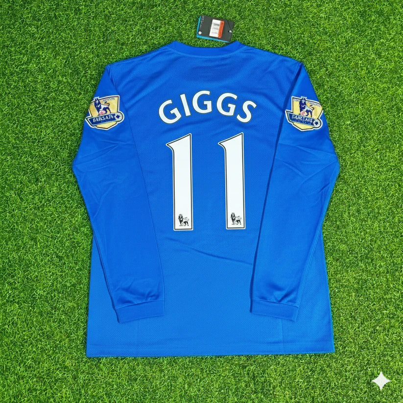 #Giggs Manchester United 2008 Blue EPL Patch Retro Long Sleeve
