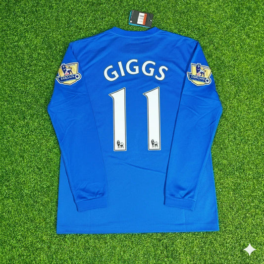 #Giggs Manchester United 2008 Blue EPL Patch Retro Long Sleeve